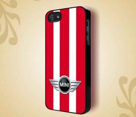 MINI COOPER RED WHITE STRIPES - iPhone 4 Case, iPhone 4s Case and iPhone 5 case Hard Plastic Case HNF