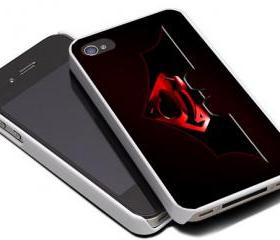 SUPERMAN IN BATMAN LOGO - iPhone 4 Case, iPhone 4s Case and iPhone 5 case Hard Plastic Case MSH