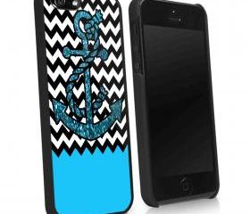 ANCHOR BLUE GLITTER - iPhone 4 Case, iPhone 4s Case and iPhone 5 case Hard Plastic Case KK