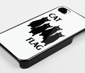 BLACK CAT FLAG - iPhone 4 Case, iPhone 4s Case and iPhone 5 case Hard Plastic Case KK