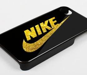 BLACK GOLD LOGO NIKE GLITTER PRINT - iPhone 4 Case, iPhone 4s Case and iPhone 5 case Hard Plastic Case KK