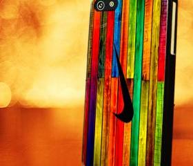 COLORFULL WOOD WITH NIKE - iPhone 4 Case, iPhone 4s Case and iPhone 5 case Hard Plastic Case LZN