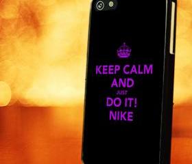 KEEP CALM AND JUST DO IT NIKE PURPLE - iPhone 4 Case, iPhone 4s Case and iPhone 5 case Hard Plastic Case LZN