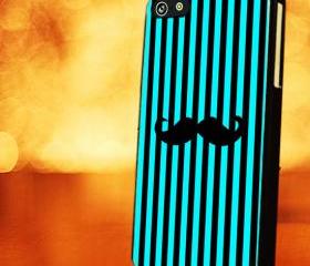 STRIP PATTERN WITH BLACK TIFFANY MUSTACHE - iPhone 4 Case, iPhone 4s Case and iPhone 5 case Hard Plastic Case LZN