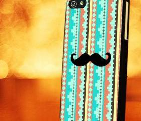 TRIBAL AZTEC WITH MUSTACHE - iPhone 4 Case, iPhone 4s Case and iPhone 5 case Hard Plastic Case LZN