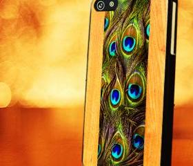 WOOD WITH PEACOCK FEATHER - iPhone 4 Case, iPhone 4s Case and iPhone 5 case Hard Plastic Case LZN