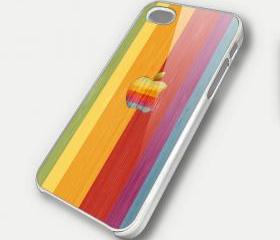 RAINBOW WOOD APPLE - iPhone 4 Case, iPhone 4s Case and iPhone 5 case Hard Plastic Case SWX