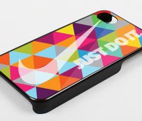 JUST DO IT RAINBOW AZTEC - iPhone 4 Case, iPhone 4s Case and iPhone 5 case Hard Plastic Case KK