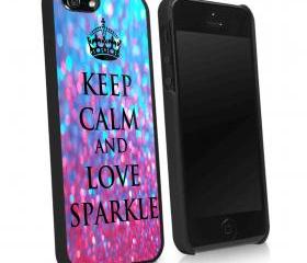KEEP CALM AND LOVE SPARKLE - iPhone 4 Case, iPhone 4s Case and iPhone 5 case Hard Plastic Case KK