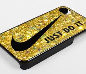 NIKE JUST DO IT GOLD BLING - iPhone 4 Case, iPhone 4s Case and iPhone 5 case Hard Plastic Case KK